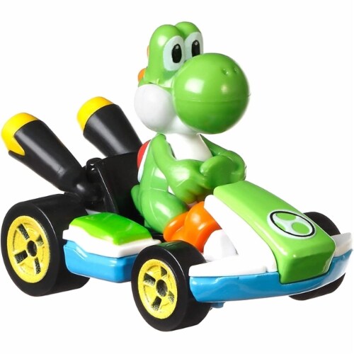 Mattel® Hot Wheels® Mario Kart™ Yoshi Standard Kart Toy Vehicle Perspective: back