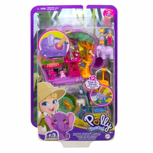 Mattel® Polly Pocket™ Elephant Adventure Compact Playset Perspective: back