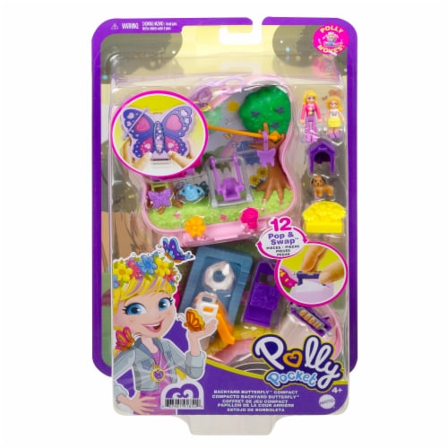 Mattel® Polly Pocket™ Backyard Butterfy Compact Playset Perspective: back