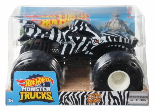 Mattel Hot Wheels Monster Trucks Zebra Shark Vehicle Perspective: back
