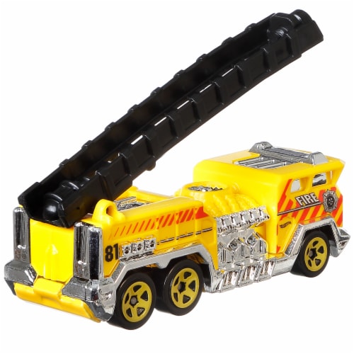 Hot Wheels Monster Trucks 5 Alarm Yellow with Free fire Truck