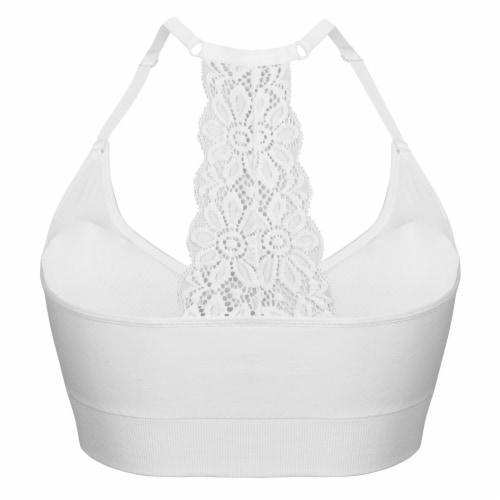 Dip Seamless Laceback Bralette - White Perspective: back