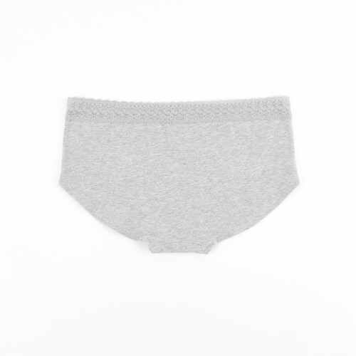 Dip Cotton Stretch Lace Waistband Boyshort Underwear - Grey Perspective: back