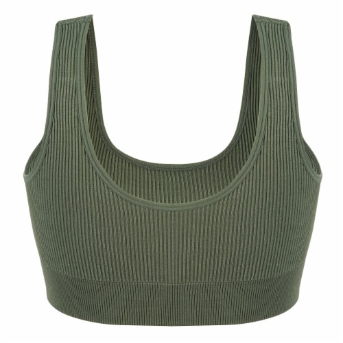 Dip Seamless Ribbed Olive Bralette Perspective: back