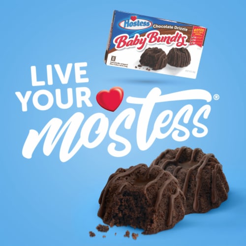 HOSTESS Chocolate Drizzle Baby Bundts, Mini Chocolate Bundt Cakes, Individually Wrapped Perspective: back