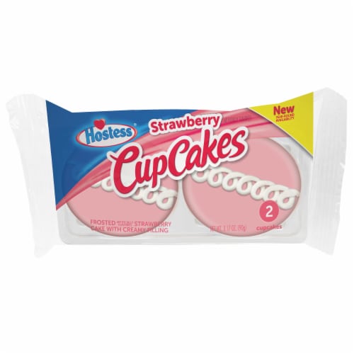 HOSTESS Strawberry CupCakes, Frosted Cake with Creamy Filling Perspective: back