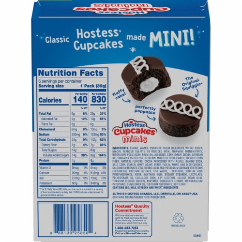Hostess® Chocolate Cake Mini Cupcake Packs Perspective: back