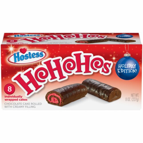 HOSTESS HOHOS Holiday Edition, Chocolate Snack Cake, Rich Creamy Filling Perspective: back