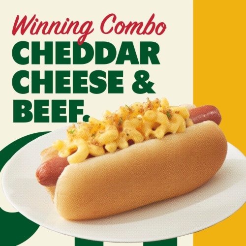 Nathan's Famous Cheddar Cheese Beef Hot Dog Franks Perspective: back