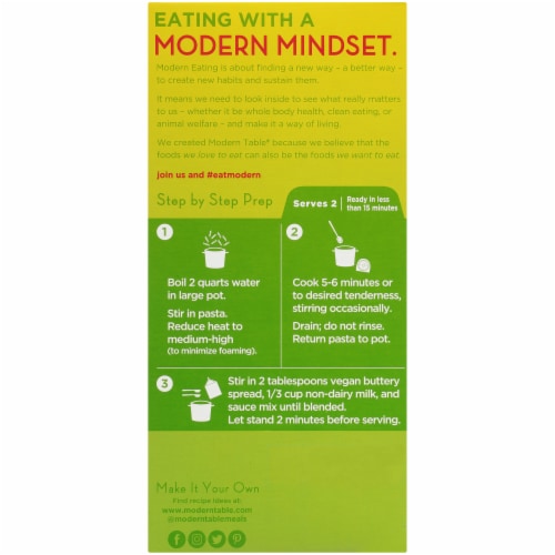 Modern Table® Gluten Free White Cheddar Style Vegan Mac Perspective: back
