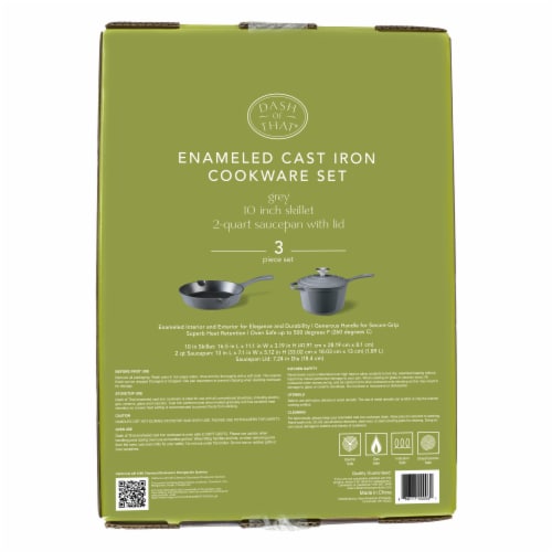 Dash of That Sauce Pan And Skillet Set Enameled Cast Iron - Gray Perspective: back