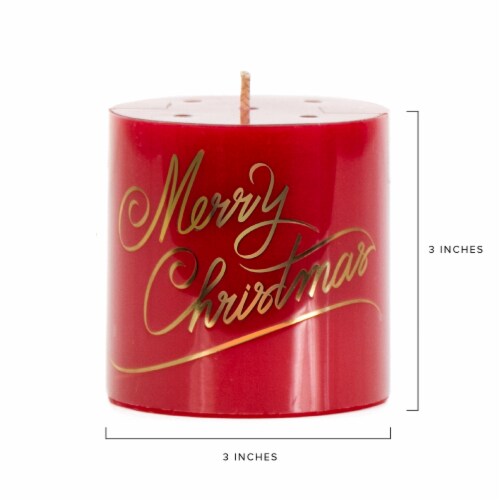 Holiday Home Small Pillar Candle Merry Christmas Perspective: back