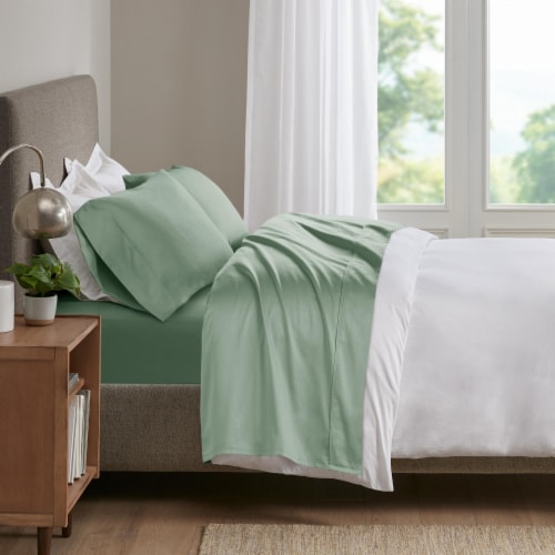 Modavari 500 Thread Count Egyptian Cotton King Sheet Set - Green Perspective: back