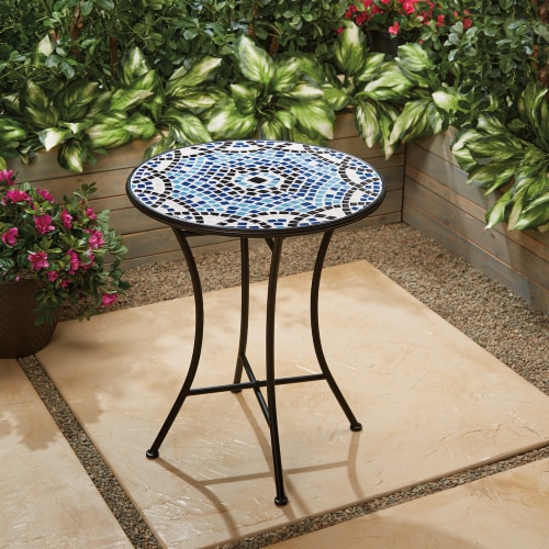 HD Designs Outdoors Bistro Table - Blue Tile Perspective: back