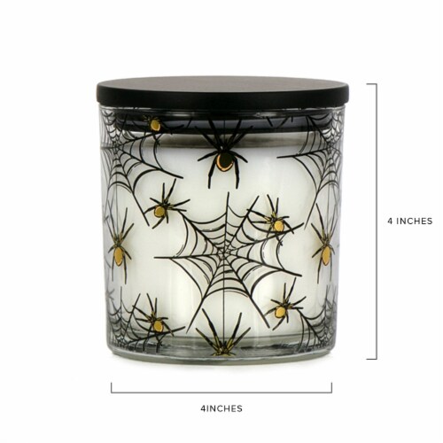 Holiday Home Halloween Jar Candle Spider Web Perspective: back