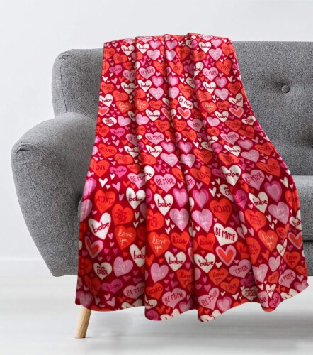 Holiday Home XOXO Valentine's Day Microplush Throw Blanket Perspective: back