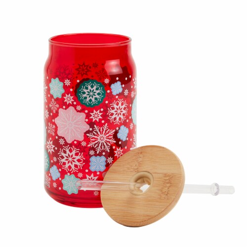 Holiday Home Christmas Soda Can Glass Sipper Perspective: back
