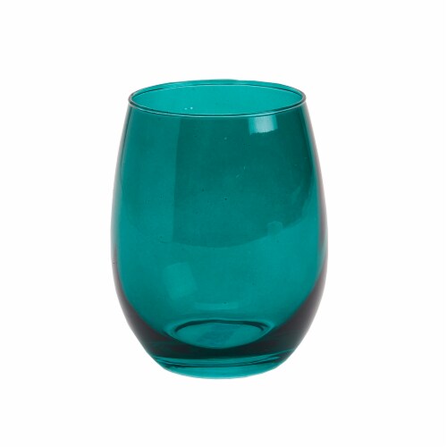 Holiday Home Green Tint Stemless Wine Glass Perspective: back