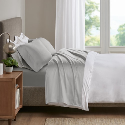 Modavari 500 Thread Count Egyptian Cotton Queen Sheet Set - Gray Perspective: back