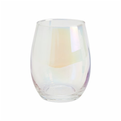 Holiday Home Iridescent Stemless Wine Glass with Snowflake Bottle Stopper Set Perspective: back