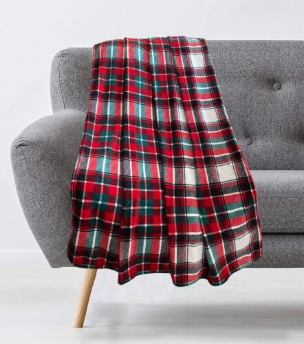 Holiday Home® Rolled Christmas Throw Blanket - Claus Plaid Perspective: back