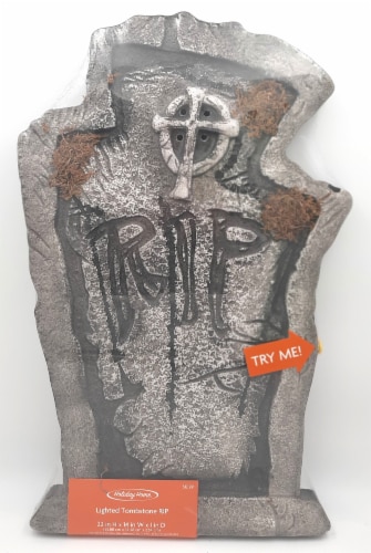 Holiday Home® 22" RIP Halloween Lighted Tombstone Decoration Perspective: back