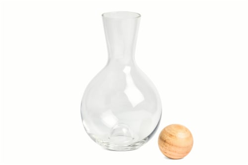 Dash of That Clear Glass with Wood Ball Stopper Decanter Perspective: back
