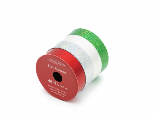 Holiday Home® 48' Oh What Fun Flat/Curl Ribbon Pack - Green/Red/White Perspective: back