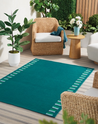 HD Designs Outdoors Woven Rug - Fiesta Stripe Perspective: back
