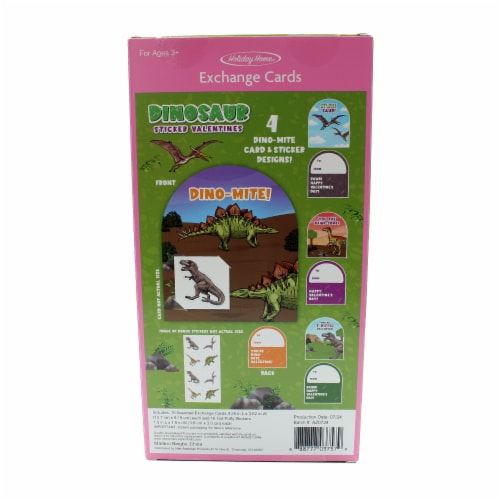 Holiday Home® Valentines Exchange Cards With Puffy Stickers - Dinosaur Perspective: back