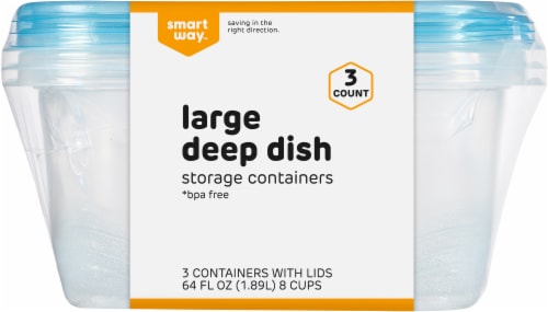 Deep Dish Food Storage Containers, 64 oz, 3/Pack