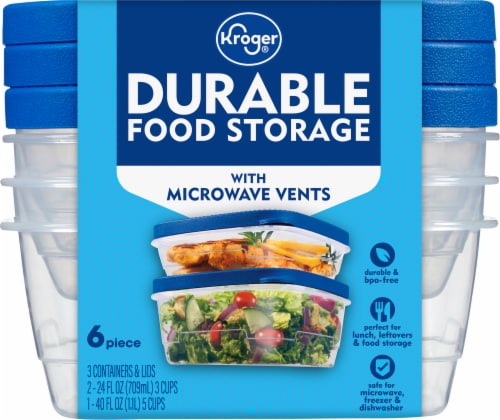 3 X Food Storage Container Freezer Microwave Dishwasher Safe Lids Lunch BPA  FREE, 1 - Kroger