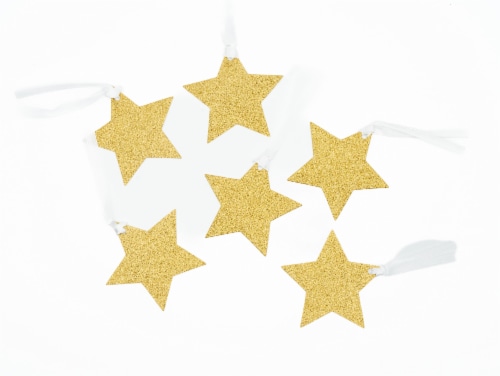 Holiday Home® Glitter Die Cute Gold Star Gift Tags Perspective: back