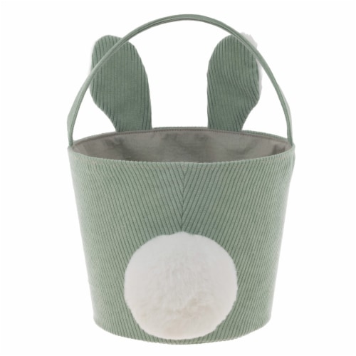 Holiday Home® Easter 10.5-Inch Courduroy Bunny Basket - Green Perspective: back