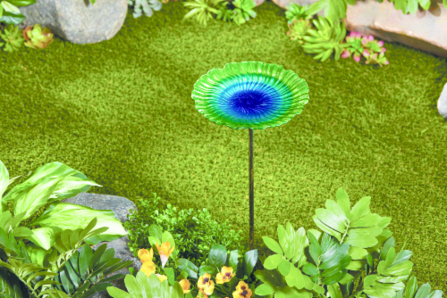 HD Designs Outdoor Glass Swirl Bird Bath Perspective: back