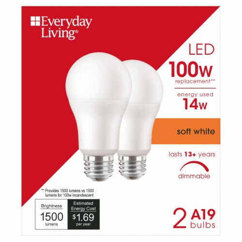 Everyday Living® 14-Watt (100-Watt) A19 LED Dimmable Light Bulb - Soft White (2700K) Perspective: back
