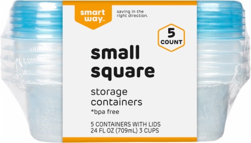 Smart Way™ BPA-Free Plastic Small Square Food Storage Container - 5 pack Perspective: back