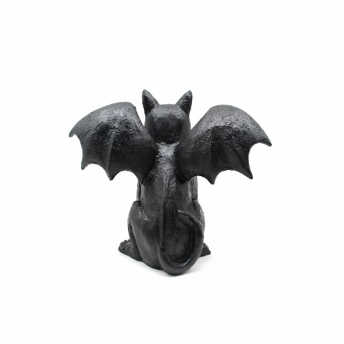Holiday Home 8.6" Black Cat with Wings Statue Halloween Décor Perspective: back