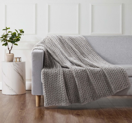 HD Designs® Herringbone Plush Throw Blanket - Green Perspective: back