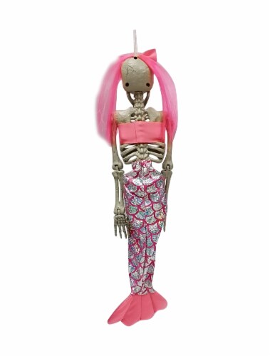 Holiday Home 16" Hanging Pink Mermaid Skeleton Halloween Decor Perspective: back