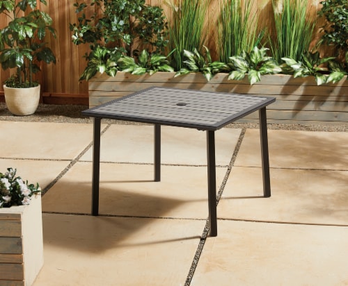 HD Designs Outdoors Sutton Square Resin Wood Top Dining Table Perspective: back