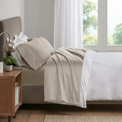 Modavari 500 Thread Count Egyptian Cotton King Sheet Set - Tan Perspective: back