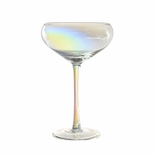 Holiday Home Valentine's Day Clear Iridescent Coupe Glasses Perspective: back