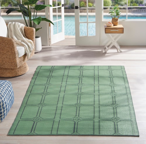 SDS for HD Designs Poly Pro Rug - Green Geo Design Perspective: back