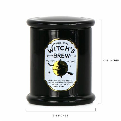 Holiday Home Halloween Black Apothecary Candle Witch's Brew Perspective: back