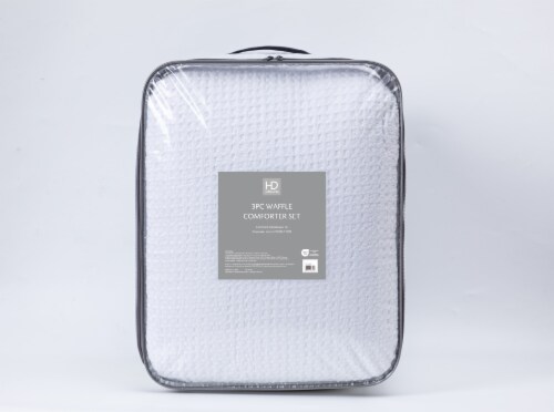 HD Designs Dunaway Collection Waffle Comforter Set - White Perspective: back