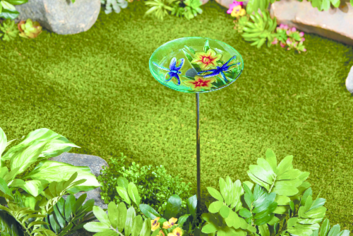 HD Designs Outdoors Glass Dragonfly Bird Bath Perspective: back