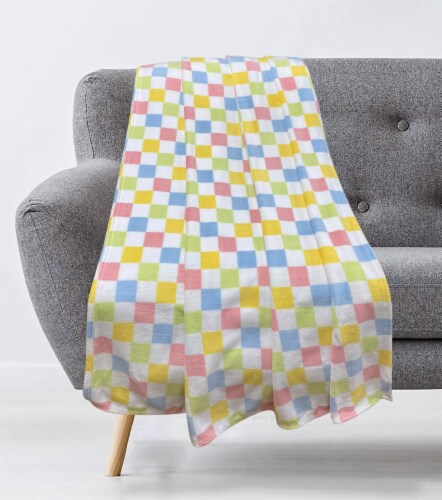 Holiday Home® Easter Microplush Throw - Checker Multi Perspective: back
