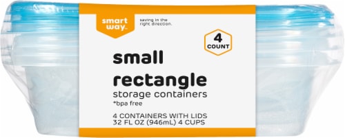Smart Way™ BPA-Free Plastic Small Rectangle Food Storage Containers - 4 pack Perspective: back