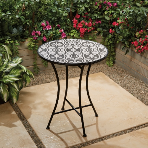 HD Designs Outdoors Bistro Table - Gray Tile Perspective: back